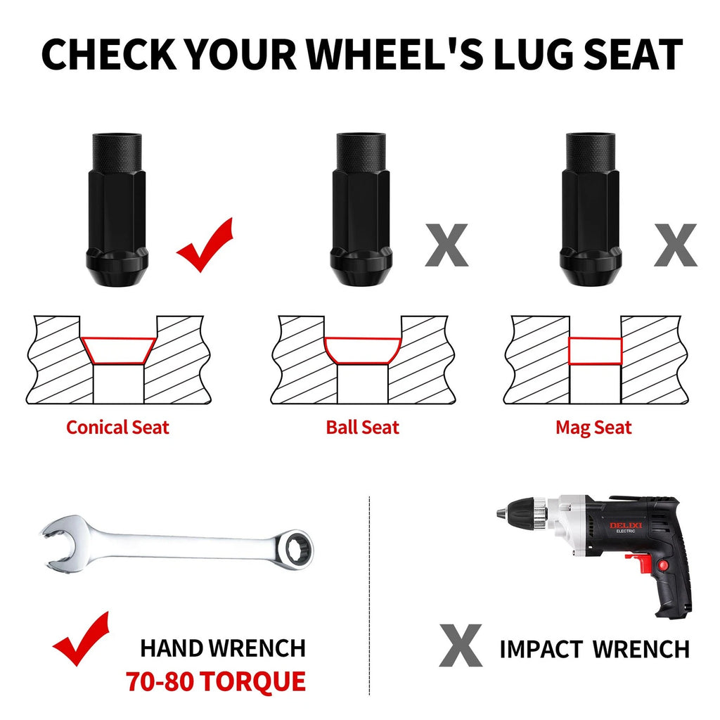 20PCS M12x1.5 ACORN LUG NUTS- BLACK